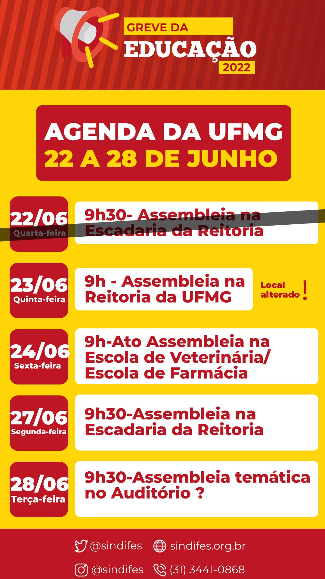 Agenda de Greve da UFMG - 22 a 28/6 1