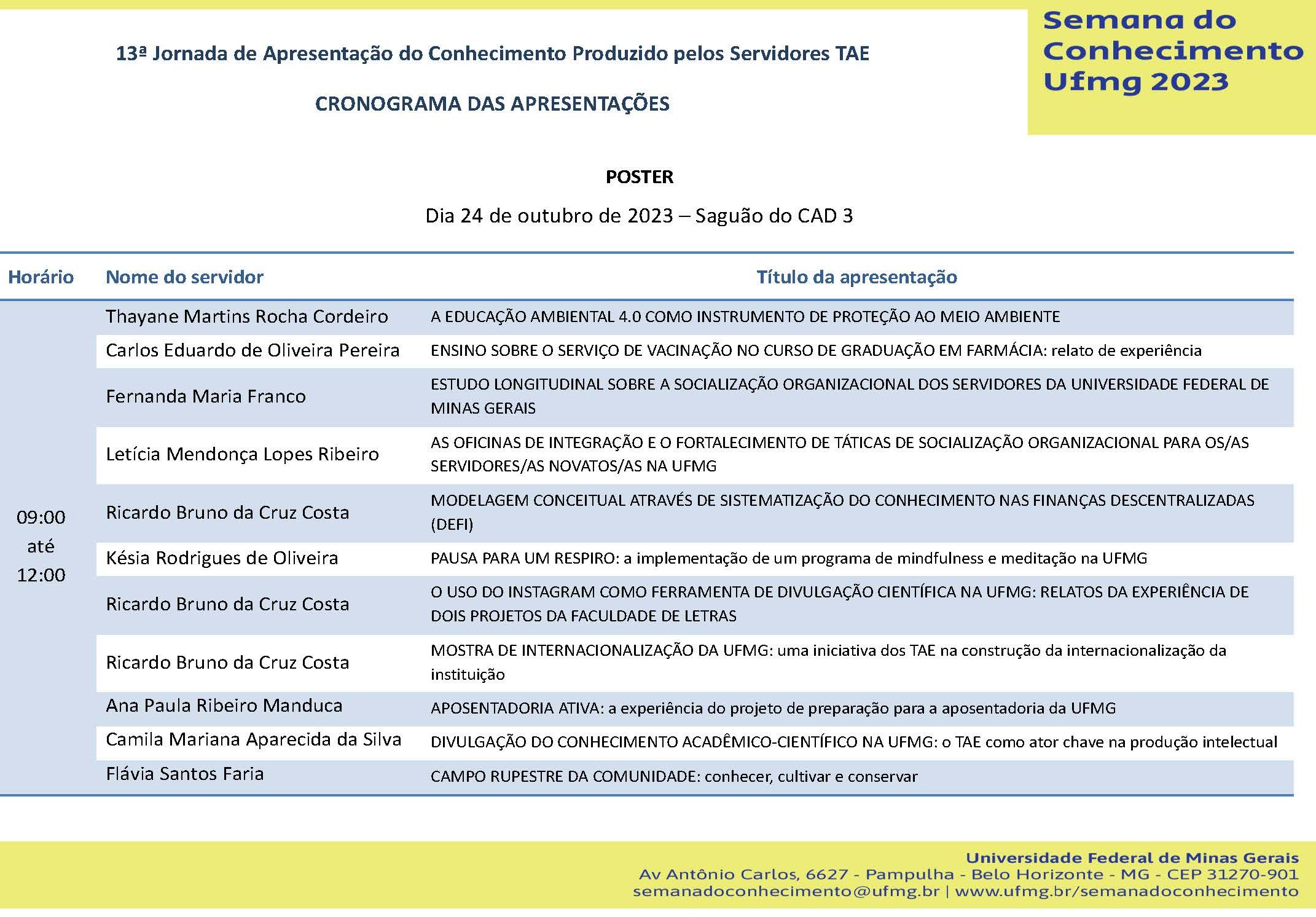 SEMANA DO CONHECIMENTO UFMG 2023